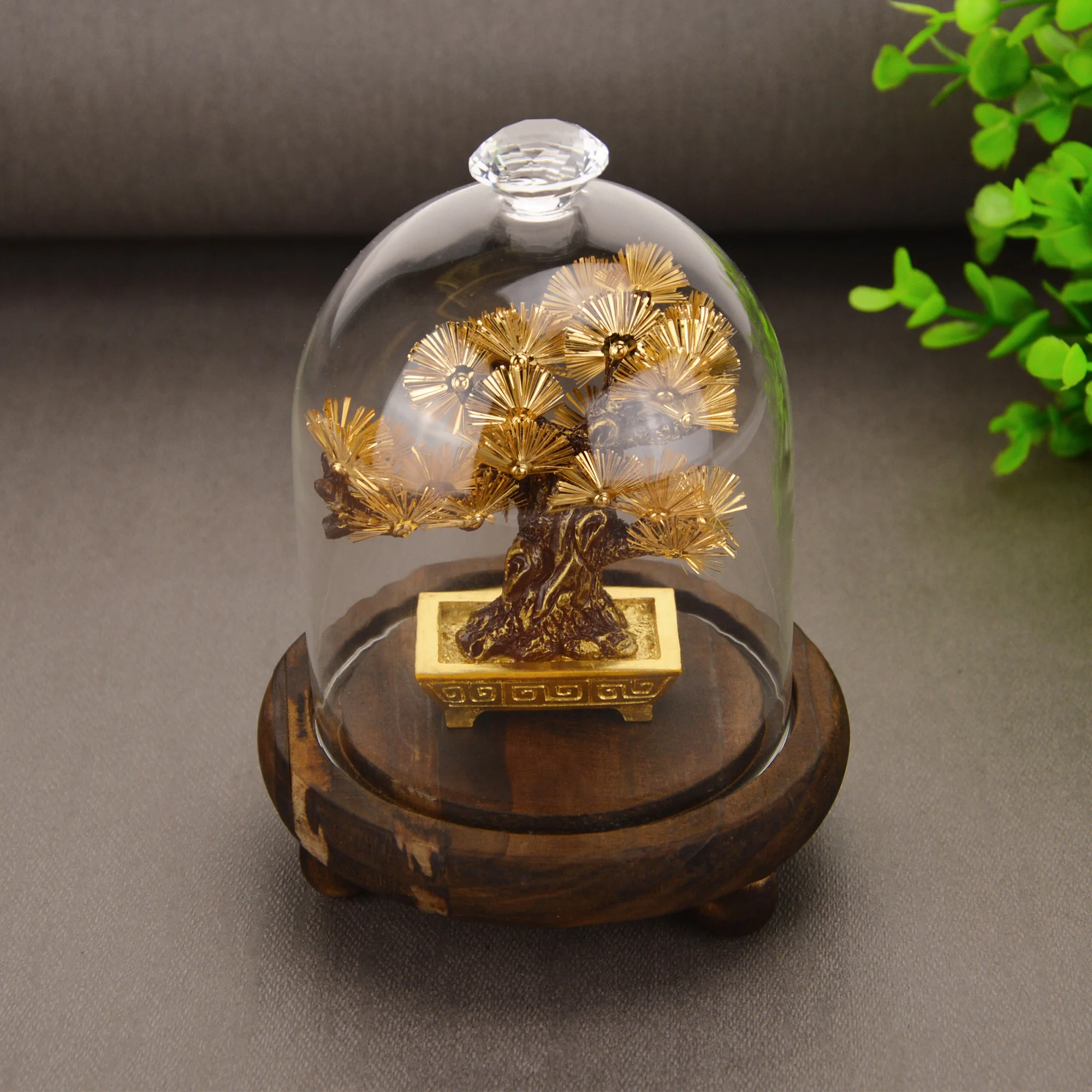 Feng shui Decor Lucky Wealth Ornament 24k Gold Foil Pine Tree Gold Crafts Office Desktop Lucky Ornaments Home Decoration Gifts