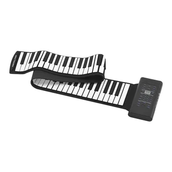 

88 Keys Portable Roll Up Piano Electronic Keyboard Silicon Built-in Stereo Speaker 1000mA Li-ion Battery Support MIDI Microphone