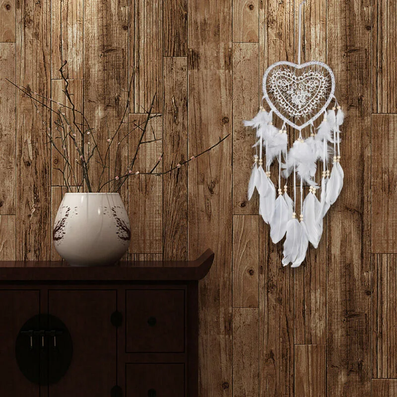 

Hollow Heart Shape Feather Pendant LED Lights Bed Hanging Ornament Decor White
