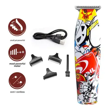 

Men Electric Hair Clipper USB Charging Retro Oil Head Lettering Haircut Machine Trimmer Tool