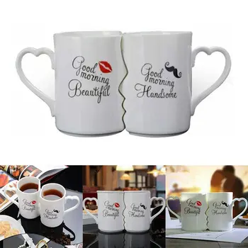 

2Pcs/Set Couples Cup Ceramic Kiss Mug Valentine's Day Wedding Christmas Gifts MYDING