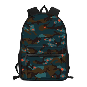 

THIKIN Red Stars Camouflage Backpack for Teenager Causal Women Men Travel Bag Children School Book Bags Cool Students Back Pack