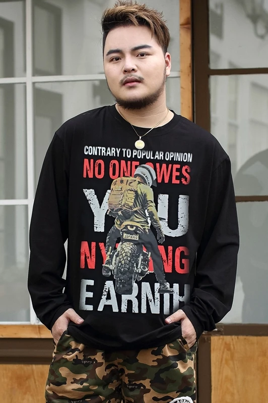 Весенняя хлопковая футболка с длинными рукавами 2XL-8XL 9XL 160 см, Мужская футболка с круглым вырезом, осенняя футболка с толстым человеком, большие размеры, мужские повседневные футболки с принтом