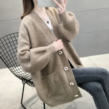 

Lazy Wind Sweater Women's Cardigan Loose 2020 Spring and Autumn New Korean Style Linen Flower Color Sweater Coat Fashion