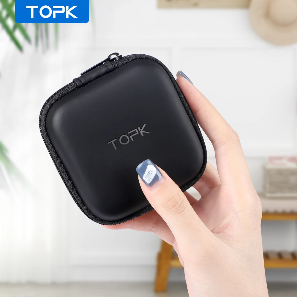 Topk J07 Earphone Case Hard Headphone Bag Waterproof Cable Protector for Airpods Earpods Wireless Bluetooth Accessories | Электроника