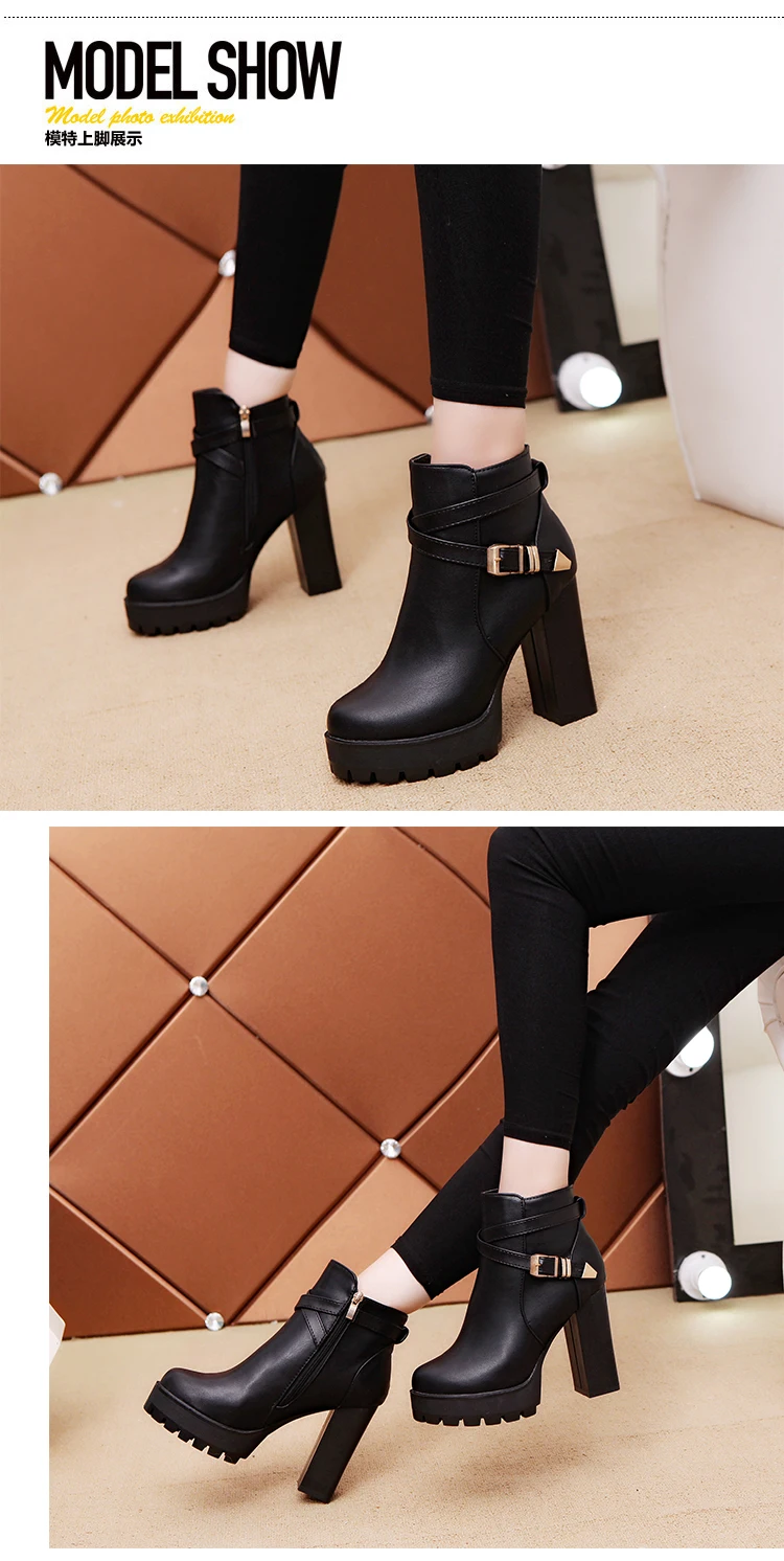 Ботильоны на квадратном каблуке; Zapatos De Mujer Botas; Новинка года; сезон осень-зима; обувь на высоком каблуке с пуговицами; модная обувь; F90321