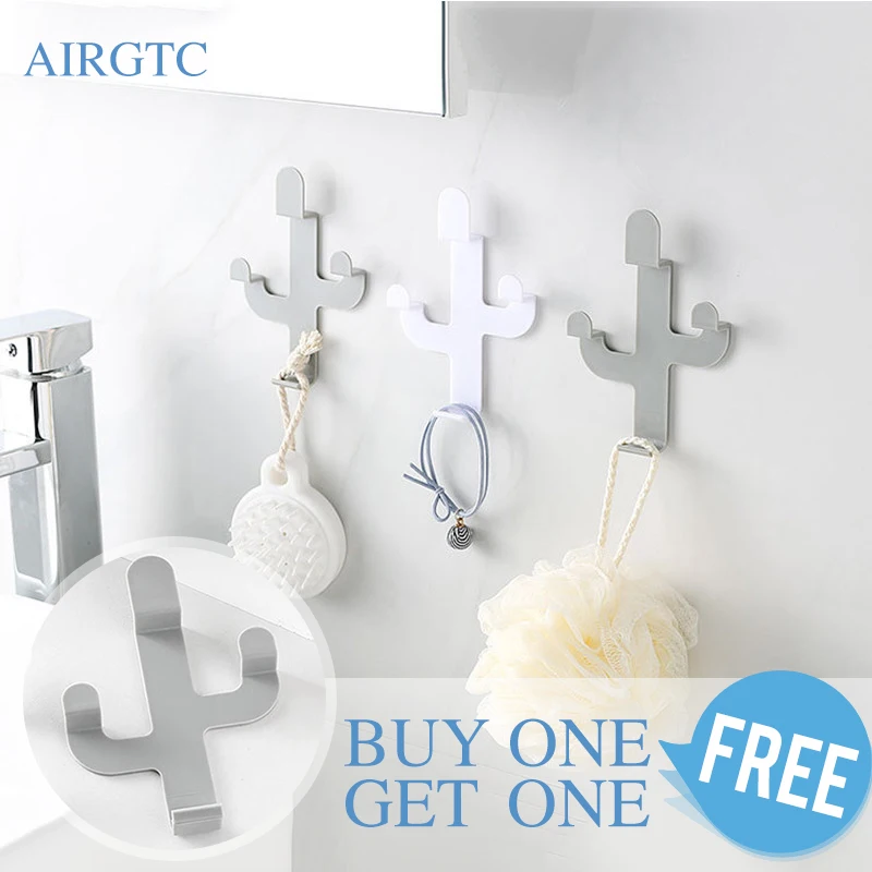 

AIRGTC Cactus Shaped Hooks Self Adhesive Clothing Display Racks Key Holder Wall Hook Coat Hanger Cap Room Decor Show Holder