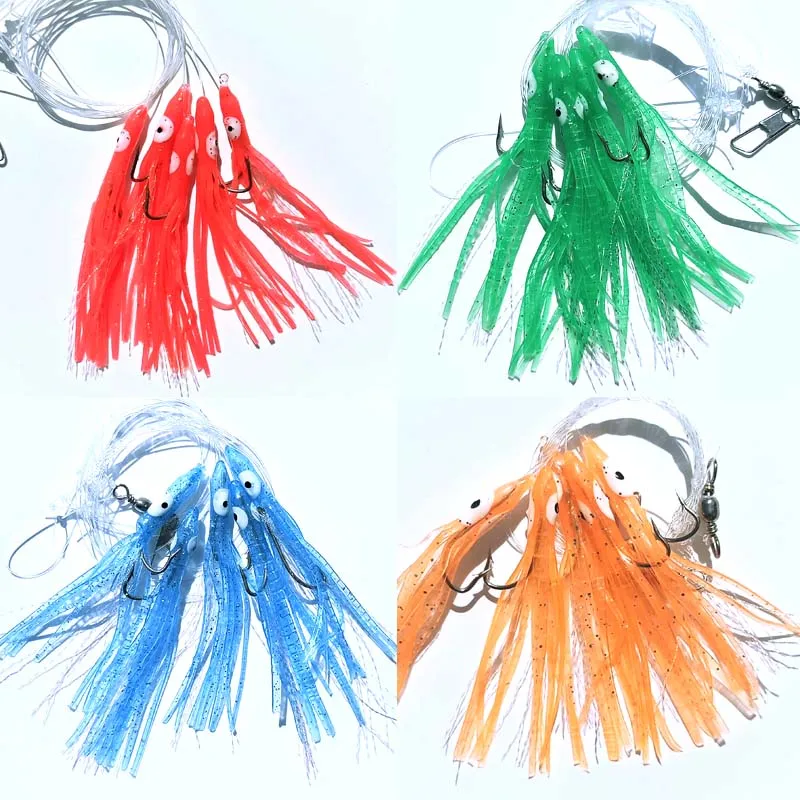 

100 packs 14# Sabiki Rig Octopus soft fishing lure with fishing hook game fishing rigs Mixed colors