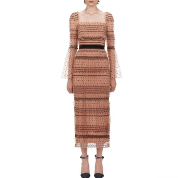 

Long Dress Runway New Arrivals 2019 Fall Woman Mesh Dresses