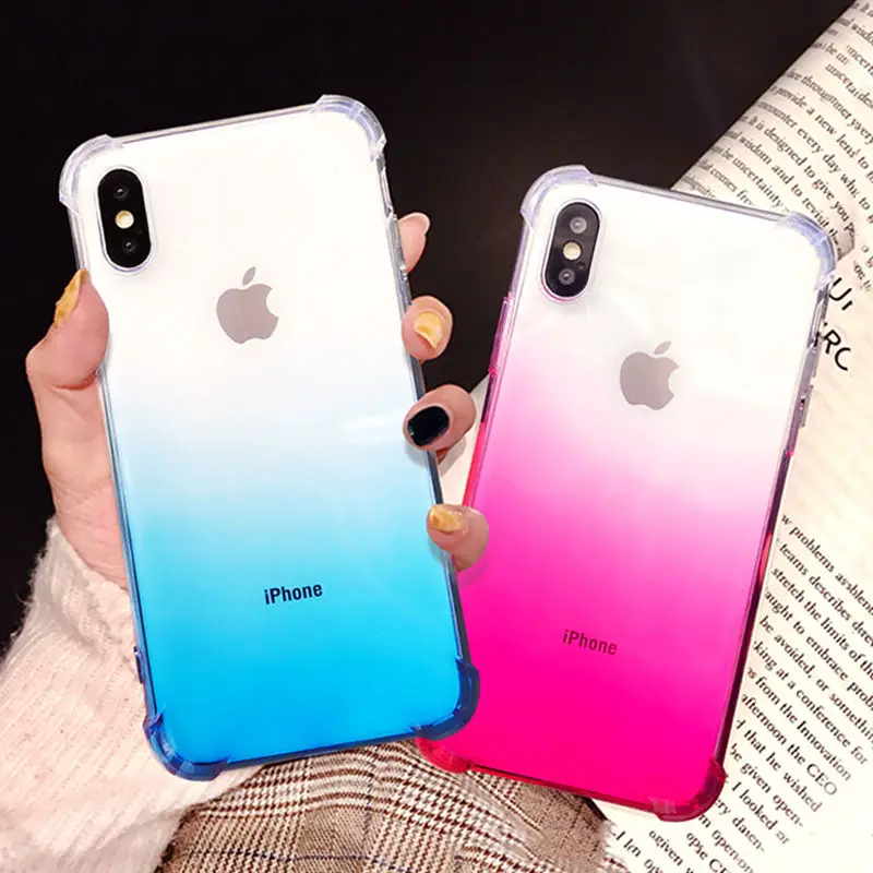 

Gradient Shockproof Transparent Cases For iPhone XR XS Max X 7 8 Plus 6 6S Plus Soft Bumper TPU Clear Back Cover For iPhone XR X