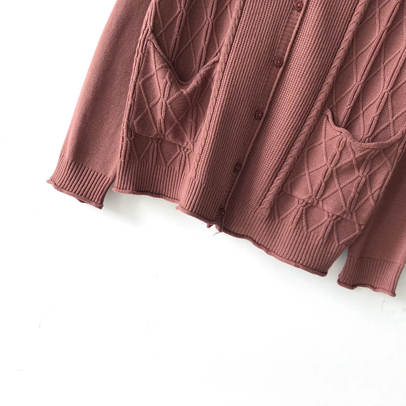 Повседневный женский свитер хлопок осень вязаный тонкий кардиган однотонный Coor карманы пальто свободная блузка YoYiKamomo