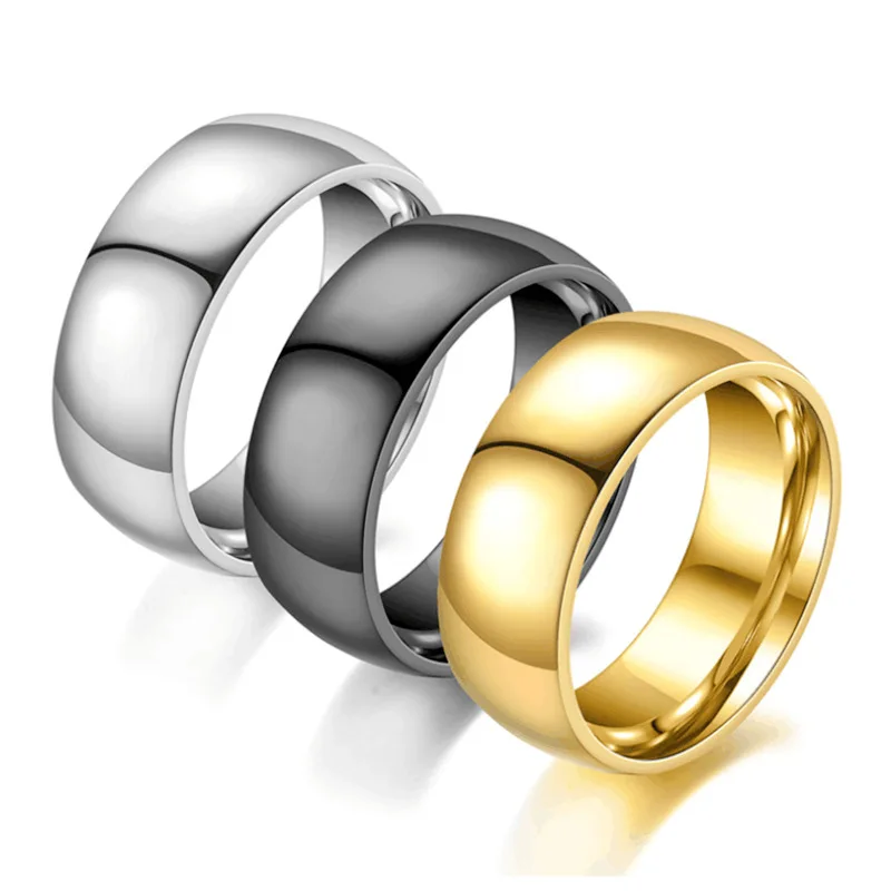 Простые обручальные кольца BAECYT из титановой нержавеющей стали 8 мм золотистые