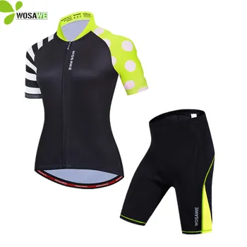 

WOSAWE Cycling Jersey Set Women Top T-Shirts MTB Downhill Gel Padded Shorts Skirts Kit Sweat Bicycle Bike Sports Clothing Suit