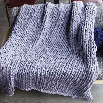 

Soft Hand Chunky Knitted Blanket Polyester finger thick Blanket Crocheted Bed/Sofa Cover Knitting Throw Valentine's Day Gifts
