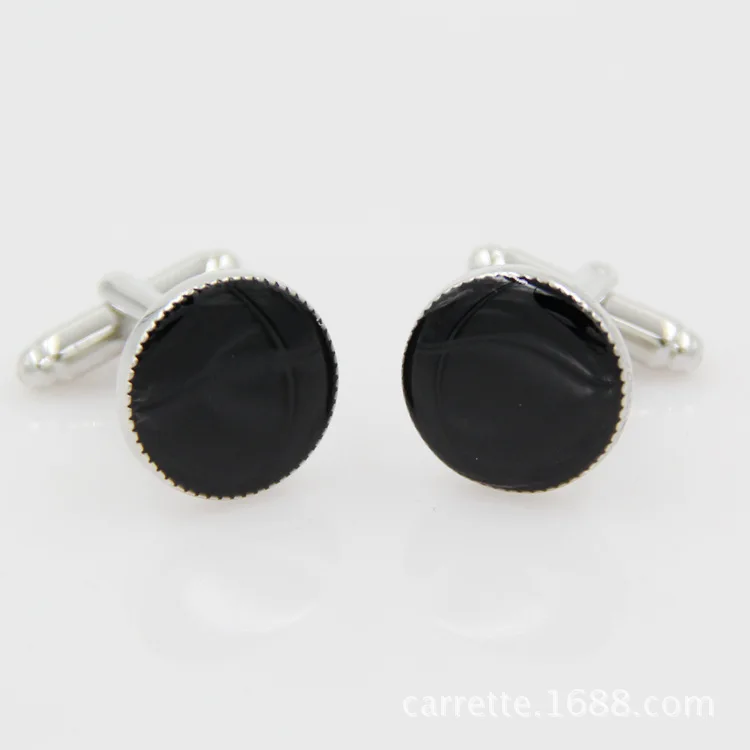 

Mirror L Black Agate Cufflinks French Shirt Sleeve Nail Men Cuff