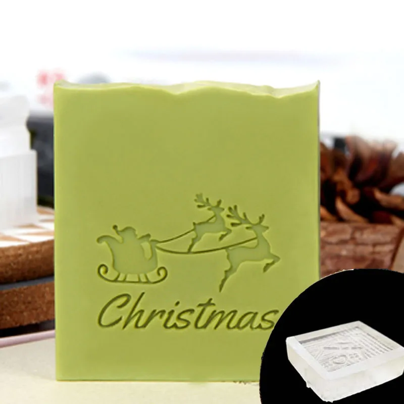 Christmas Handmade Soap Stamp, Home Cleaning Seal, Natural Acrylic, Transparent Imprint, Gift, DIY Making Chapters