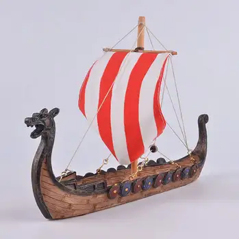 

Viking longship dragon boat ornaments Carved resin craft home decorations vikings ships sailing model toy gifts pirate boat