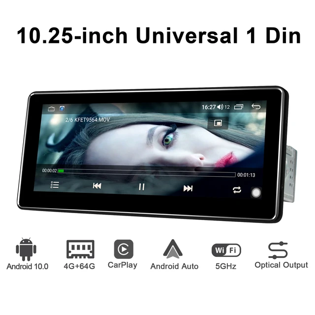 Single 1 Din Car Stereo Android 13 Car Radio with Wireless/Wired Carplay  Android Auto 6.9 Inch IPS Touch Screen in Dash Head Unit Support Card/FM