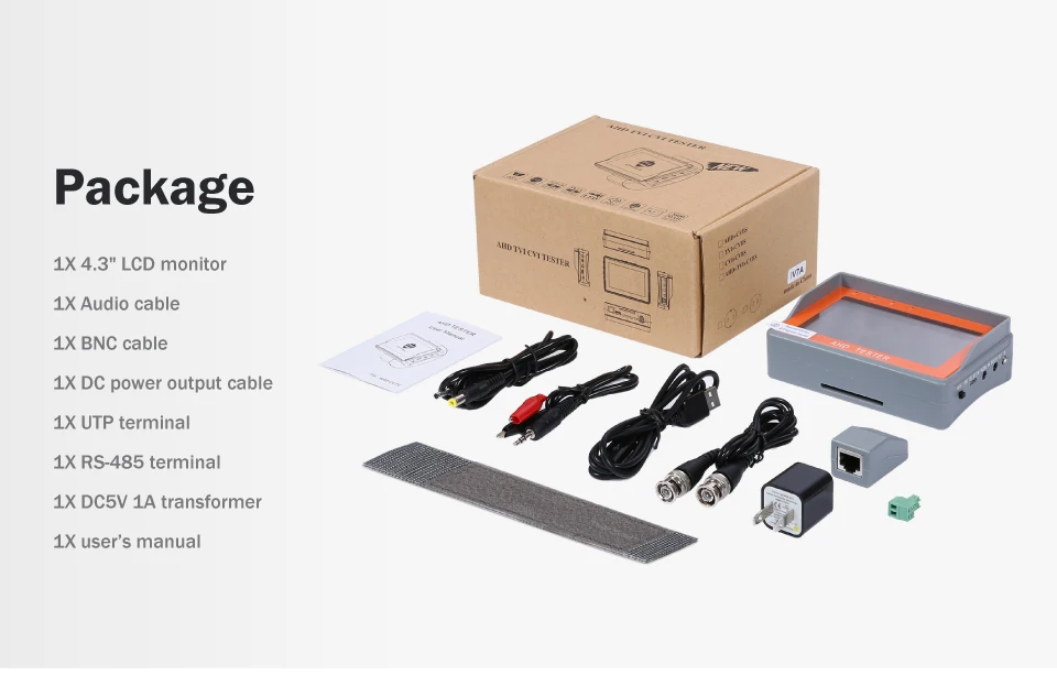 ANNKE 4,3 дюймов HD AHD CCTV тестер монитор AHD 1080P тестирование аналоговой камеры PTZ UTP Кабельный тестер 12V1A выход