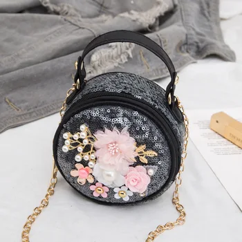 

New Style Children's Bag round Pearl Sequin Decorative Handbag Multi-functional Chain Shoulder for children