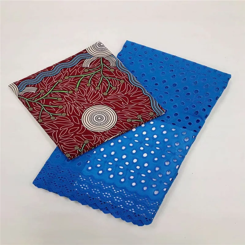Blue Lace Fabric Embroidery Swiss Voile In Switzerland Hollow Out Design 2 Yards &amp 3 African Printing Real Wax | Дом и сад