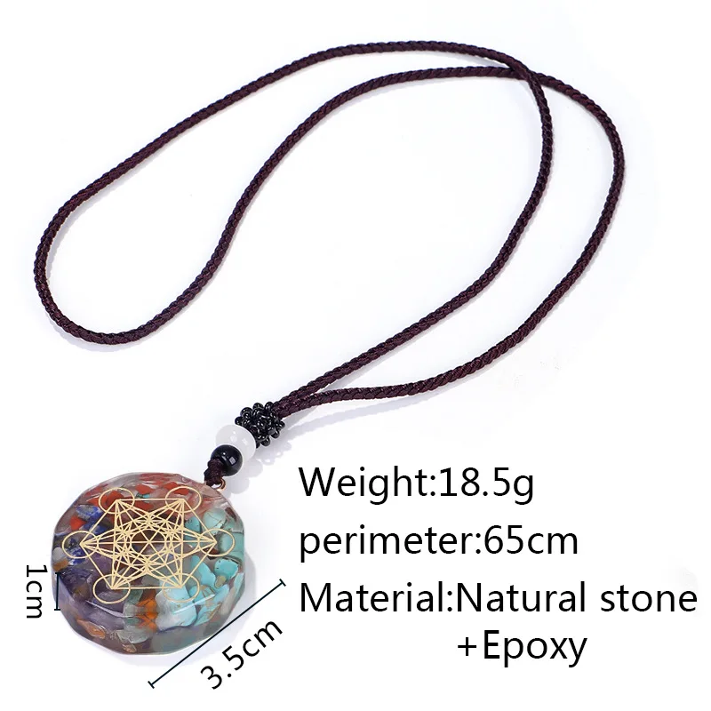 Bloem Van Het Leven Hanger Ketting Natuursteen Chakra Reiki Healing Energie Generator Emf Straling Bescherming Orgonite Ketting