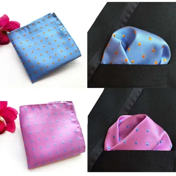 

Men Pocket Squares Towel Dot Pattern Blue Handkerchief Fashion Hanky For Men Business Suit Accessories 25cm*25cm