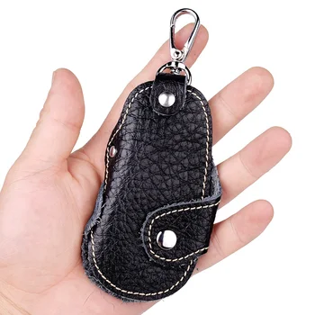 

Home Key Housekeeper Women Men Car Keychain Round bucket Organizer Key Holder Wallet Fashion Genuine Leather Hasp Key Cover Case