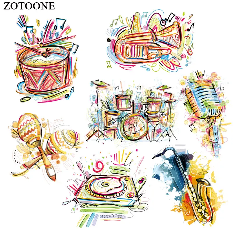 Цветные музыкальные нашивки ZOTOONE с помощью утюга милые наклейки для детей одежды