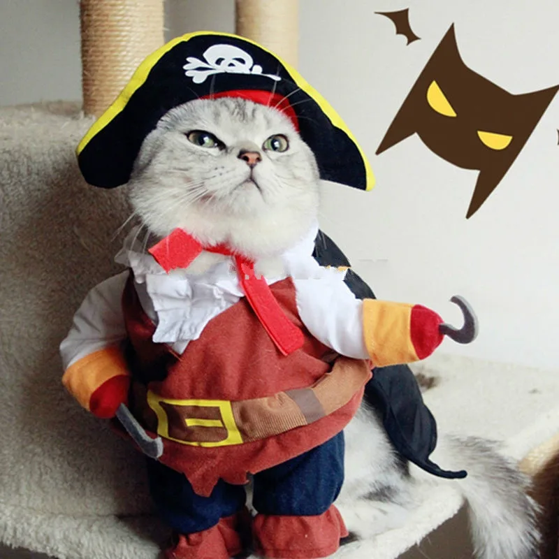Забавный кот одежда пиратский костюм детские махровые одежда, костюм для Хэллоуина Костюмы Кот вечерние костюм одежда костюм корсара кошка