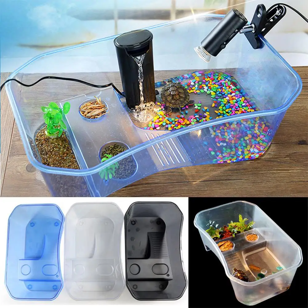 

Transparent Aquarium Plastic Fish Tortoise Tank Breeding Feeding Tub Isolation Box For Turtle Insect Reptile Pet Cage Supplies