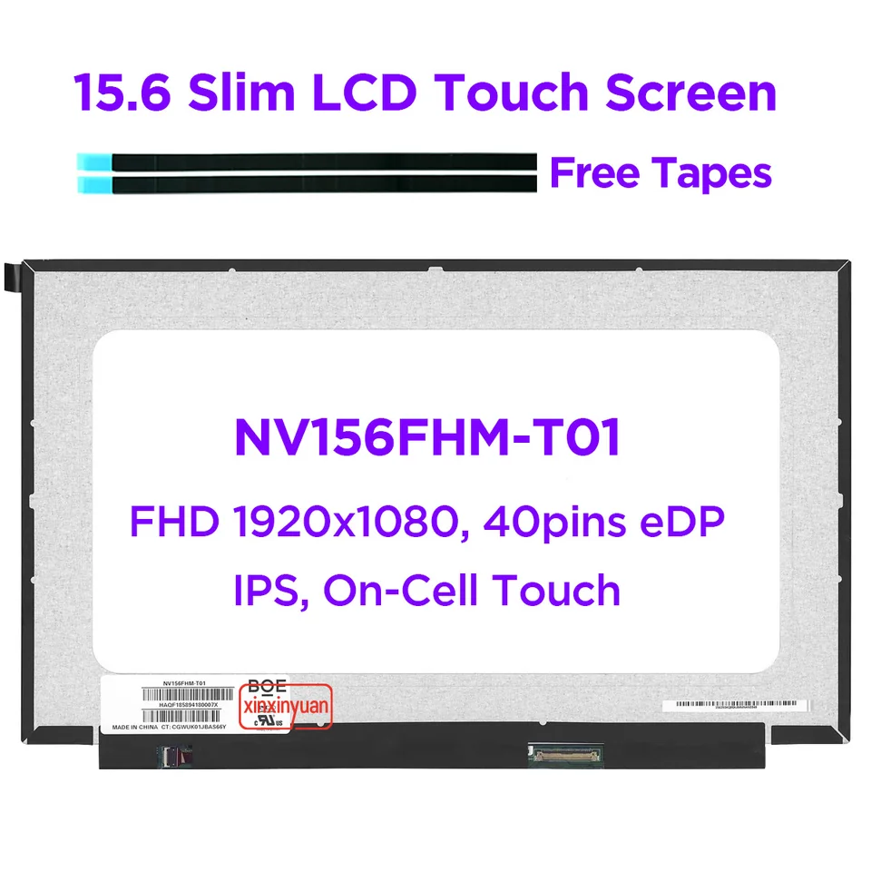 Pantalla Táctil 15.6" FHD 1920x1080 IPS 40 Pines NV156FHM-T01