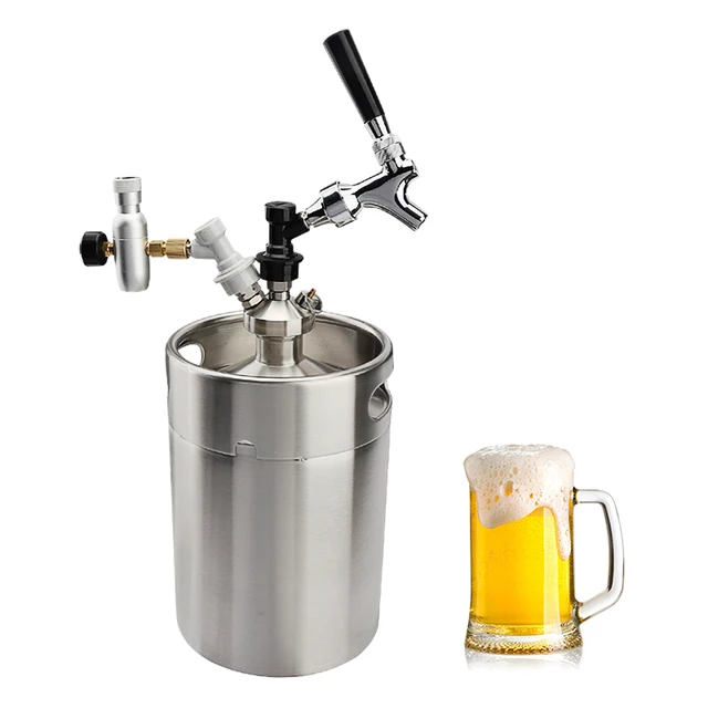 5L Mini Sörhordó Growler Csapteleppel És Co2 Injektor Prémium Rozsdamentes Acél Sörcsatlakozó Hordó Tartja A Sör Szerszámokat - Image 6