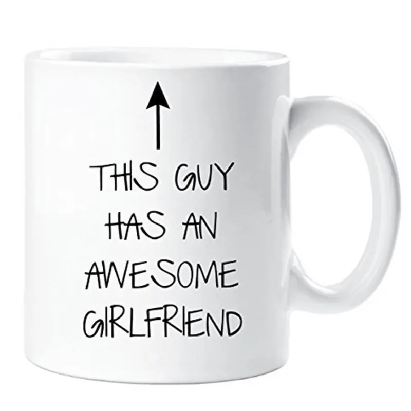 

This Guy Has An Awesome Girlfriend Pattern Mug Cup Ceramic Breakfast Cups for Christmas Valentine's Day Anniversary Gift