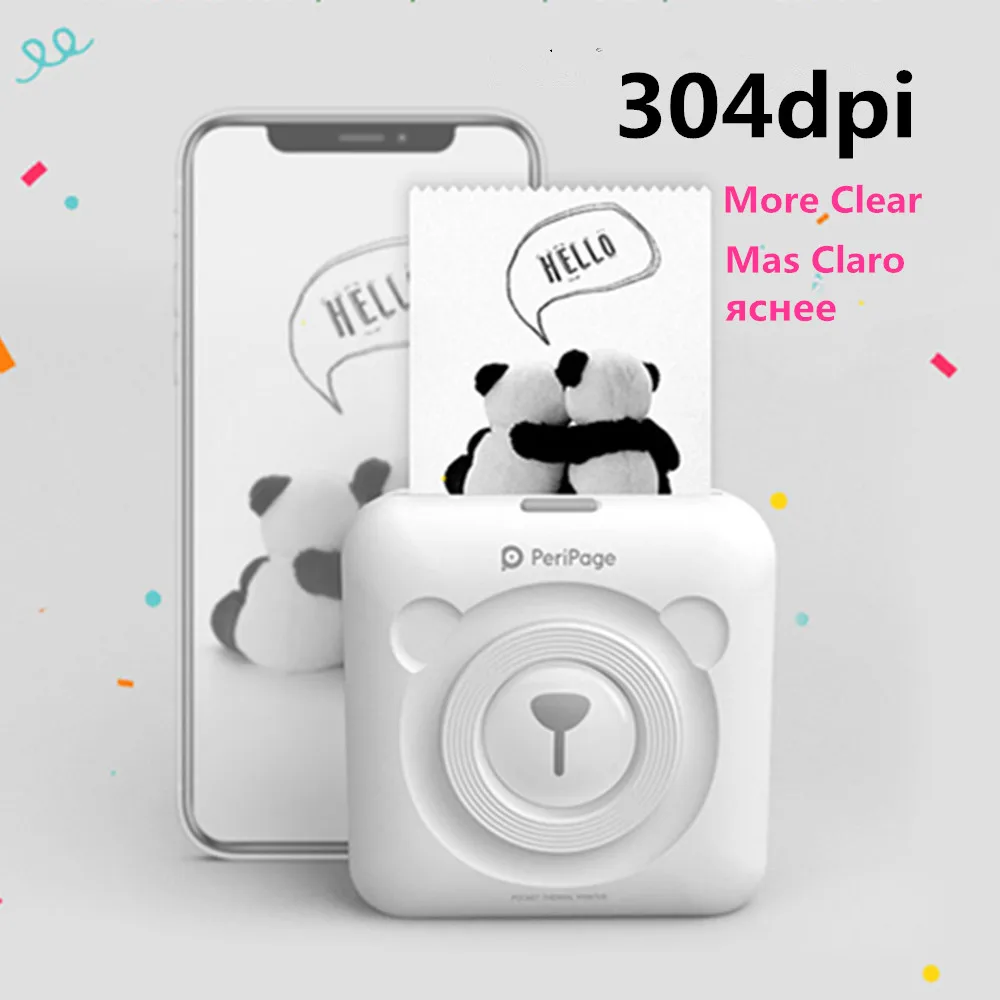 Портативный Bluetooth принтер с высоким разрешением 304 точек/дюйм A6 Peripage мини