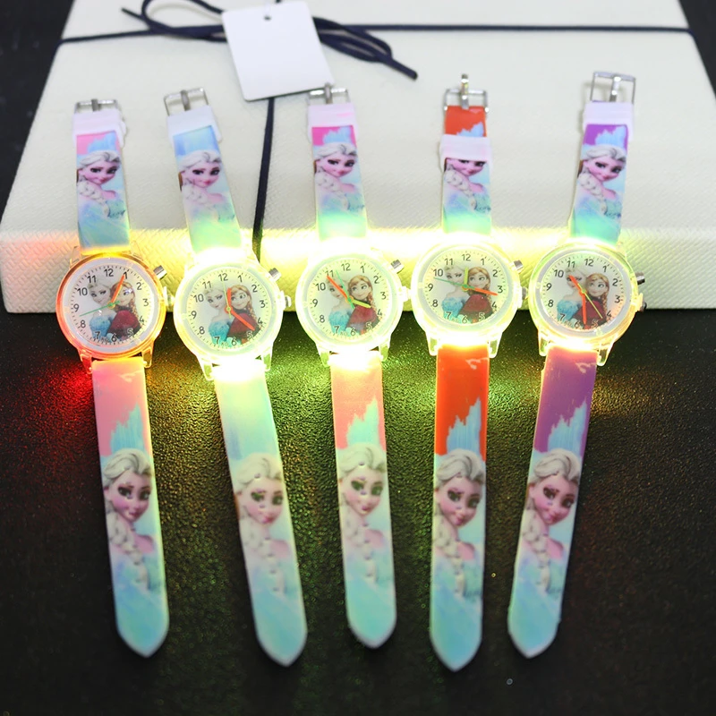 Зимний Детский Электронный красочный светильник принцессы, детские часы для девочек на день рождения, Детские Подарочные часы, детские наручные часы