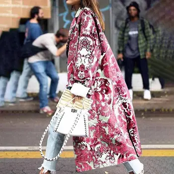 

New 2020 Autumn Winter Long Trench Coat Women Single-Breasted Printed Long Sleeves Women Tops Streetwear Female Coats Plus Size