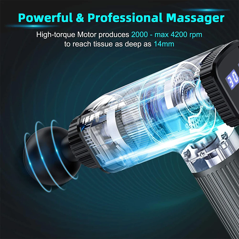  Massage Gun Deep Tissue - Back Muscle Massager w/High Torque  Motor for Back Pain, Shoulder, Neck, Body, All Muscles Recover & Massage :  Health & Household