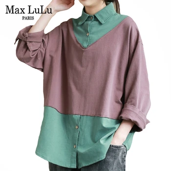 

Max LuLu Autumn New Korean Fashion Tops Women Loose Streetwear Ladies Casual Cotton Shirts Female Vintage Oversized Streetwear