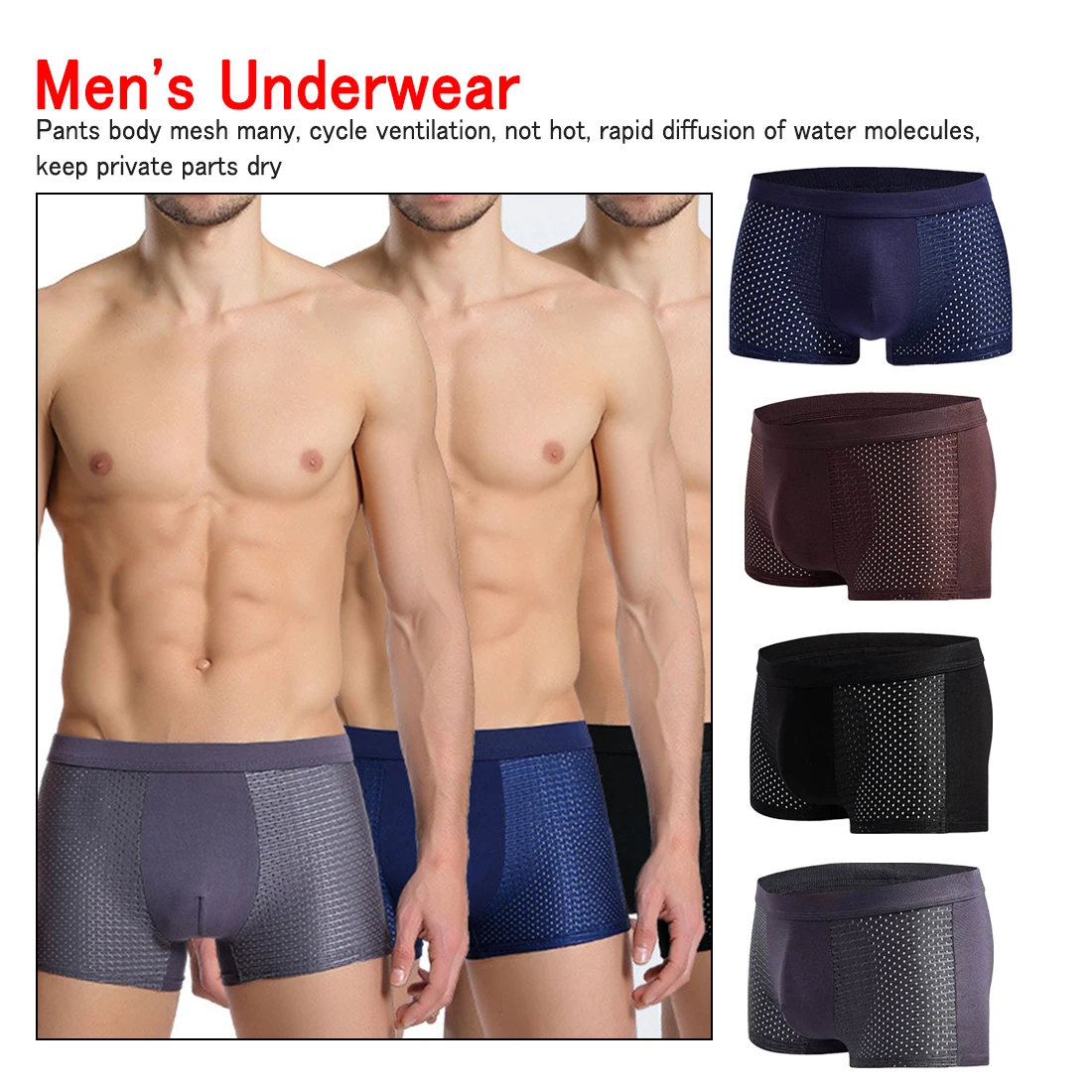 

4pcs/lot Male Panties Cotton Men's Underwear Boxers Breathable Man Boxer Solid Underpants Comfortable Brand Bamboo Fiber Shorts