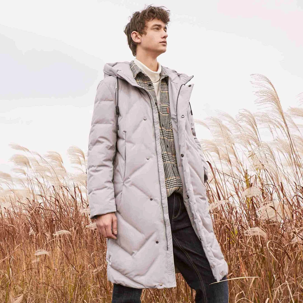 Metersbonwe, длинные зимние куртки, деловой длинный толстый зимний пуховик, мужское однотонное модное пальто, теплая верхняя одежда