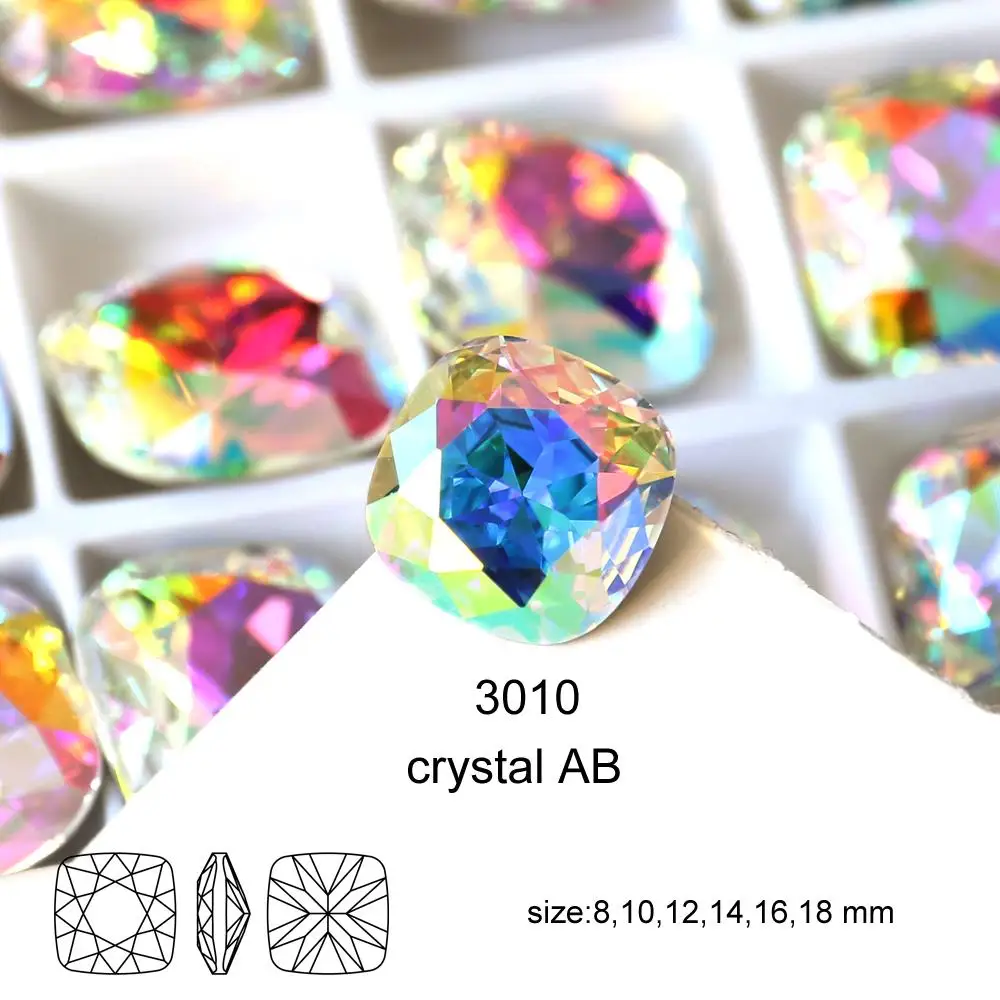 

Квадратная подушка стеклянные кристаллы, стразы 8-18 мм из горного хрусаля самодельное Pointback 3D алмазы для нейл-арта, одежда аксессуары для изг...