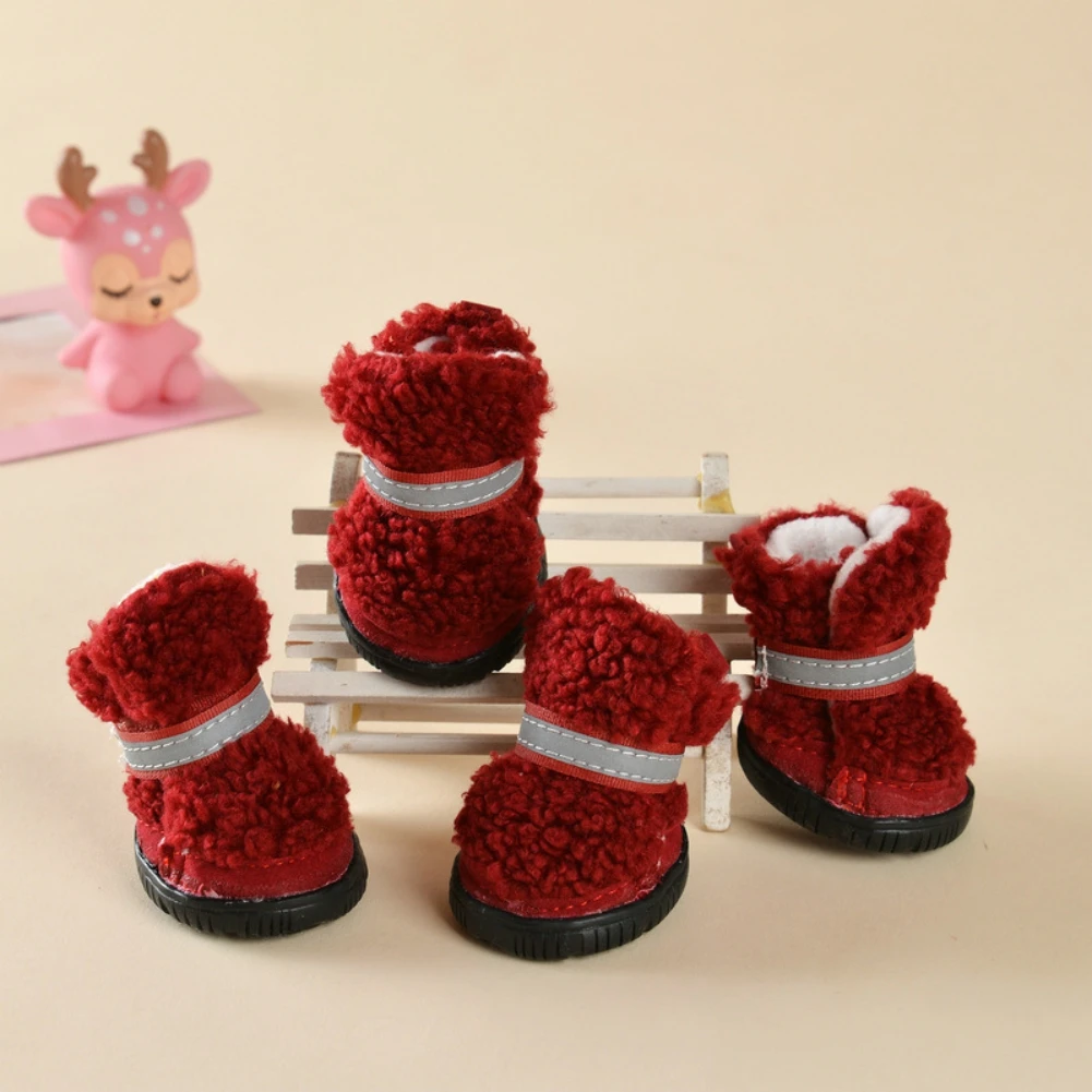 thumbnail image 1 of 4 piezas de botas de invierno impermeables para perros, calcetines antideslizantes para cachorros, gatos, botas de lluvia y nieve, calzado para perros pequeños, chihuahuas, zapatos para perros, 1 of 5