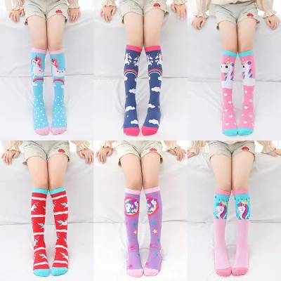 Girl Socks Heaps Knee-High Cartoon Children Boy Owl Cotton Half-Cylinder Dog-Print
