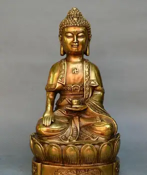 

Collect Chinese Buddhism old bronze Sakyamuni Buddha Medicine Buddha statue