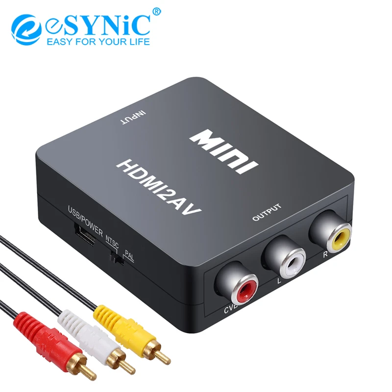 ESYNiC Adaptador convertidor Mini HDMI a RCA/AV, con Cable de Audio/vídeo, HDMI a RCA 1080P, convertidor Audio y vídeo|Cables HDMI| - AliExpress