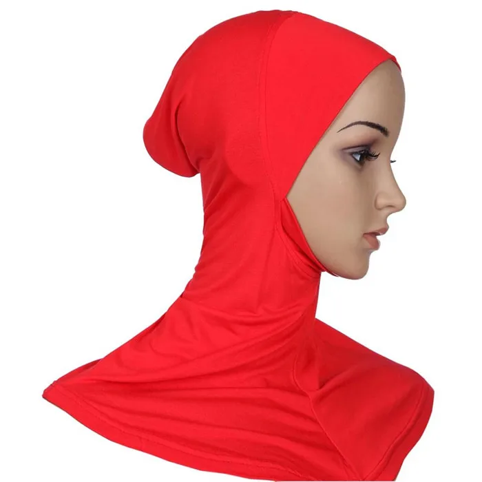 Мягкий растягивающийся мусульманский спортивный внутренний хиджаб колпачки исламские головные уборы кроссовер классический стиль хиджаб головной убор полное покрытие - Цвет: Red