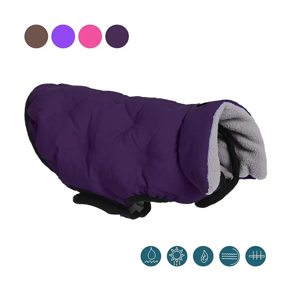 Зимняя куртка для собак для маленьких и средних собак, теплый ветрозащитный утолщенный жилет с подкладкой для питомцев, костюм для щенков, одежда для йоркширских плюшевые собаки - Цвет: purple