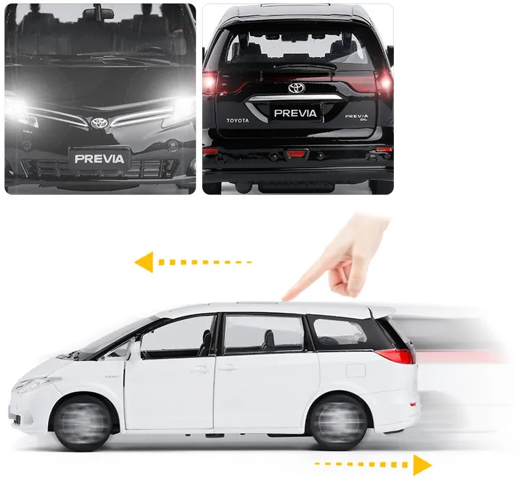 Высокое качество 1:32 Toyota Previa MPV легированная модель, моделирование литого под давлением звука и света оттяните назад Коллекция Модель