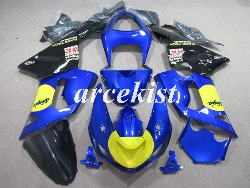 ABS мотоцикл обтекатели комплект подходит для kawasaki Ninja ZX6R 636 2005 2006 05 06 6R ZX-6R Кузов Набор на заказ белый черный - Цвет: blue yellow